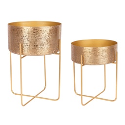 [S-B0182954] Set 2 porta vaso oro in alluminio stile classico