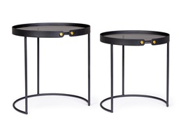 [S-B0746854] Set 2 tavolini acciaio nero Zeina