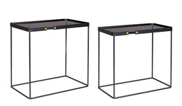 [S-B0746853] Set 2 tavolini rettangolare acciaio nero Zeina - 59.5x36x57 cm e 54x31x52 cm
