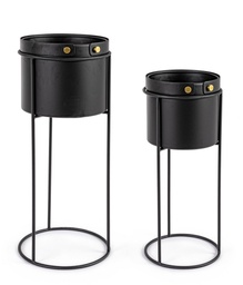 [S-B0182321] Set 2 vasi per pianta acciaio nero Zeina