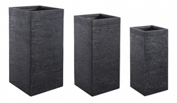 [S-B0790574] Set 3 Vasi Graffiti nero alto