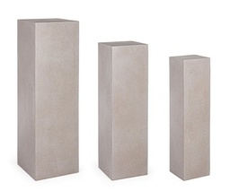 [S-B0790632] Set 3 colonne quadrate per arredo giardino in fibra di argilla tortora Melange