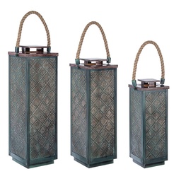 [S-B0141202] Set 3 lanterne in metallo stile fusion
