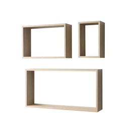 [S-FZ95023] Set 3 mensole da parete Shelvy Rec forma rettangolare colore rovere sonoma