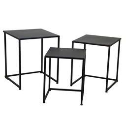 [S-V9112280000] Set 3 tavolini nero 48x56x48