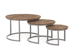 [S-B0746147] Set 3 tavolino acciaio e legno Narvik
