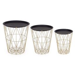 [S-B0740201] Set 3 tavolino contenitore in metallo stile atmosphere