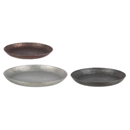 [S-B0183682] Set 3 vassoio alluminio Graceful - Misure: grande ø45 x 5 cm, medio ø40 x 4.5 cm, piccolo Ø35 x 4 cm