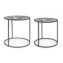 [S-B0746596] Set di 2 Tavolini Mondo in Metallo - Design Accattivante e Misure Perfette