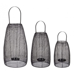 [S-B0185519] Set di 3 lanterne NUCLEOS  in acciaio a grandezza decrescente
