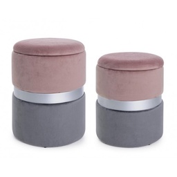 [S-B0720335] Set due pouf moderni apribili grigio rosa grigio