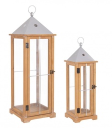 [S-B0141151] Set di 2 Lanterne Beatific Argento - Design Moderno e Sofisticato - Dimensioni: 24x24x70 cm e 17,5x17,5x53 cm