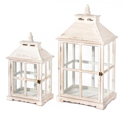 [S-B0140493] Set di due lanterne Bianco 476 - Design classico e raffinato - Ideale per interni ed esterni - Dimensioni: G: 39x28x74 cm, P: 30x20x53 cm
