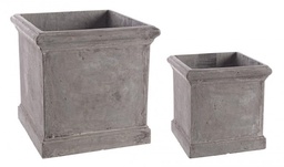 [S-B0790558] Set2 Vaso Cemento Quadrato Grigio - Dimensioni: 45,5x45,5x45,5 cm e 35x35x35 cm