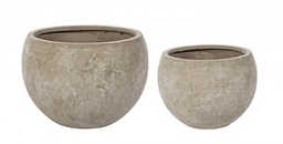 [S-B0790562] Set2 Vaso Cemento Sfera Sabbia - Diametro 50 cm Altezza 40 cm e Diametro 36 cm Altezza 32 cm