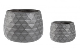 [S-B0790633] Set2 Vaso Pyramid Ciotola Antracite - Dimensioni: 52,5x52,5x37,5 cm e 35,5x35,5x24,5 cm