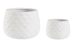 [S-B0790635] Set2 Vaso Pyramid Ciotola Bianco - Dimensioni: 52,5x52,5x37,5 cm e 35,5x35,5x24,5 cm