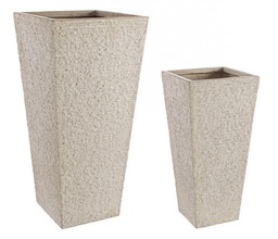 [S-B0790549] Set2 Vasi Roccia Qu Alto Sabbia - Diametro: 42 cm Altezza: 55 cm / Diametro: 32 cm Altezza: 65 cm