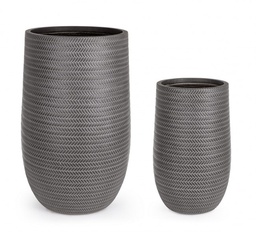[S-B0790649] Set di 2 Vasi Tressage To Alto Antracite - Dimensioni: 47x75 cm e 34x55 cm