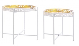 [S-B0971549] Set2 Tavolino Alizee Bianco-Oro