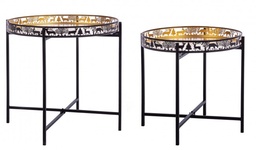 [S-B0971548] Set2 Tavolino Alizee Nero-Oro
