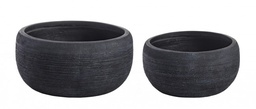[S-B0790570] Set2 Vaso Graffiti Ciotola Nero - Vasi a Forma di Ciotola in Fibra di Vetro e Argilla Colorata - Dimensioni: 53,5 cm x 25,5 cm e 42,5 cm x 21 cm