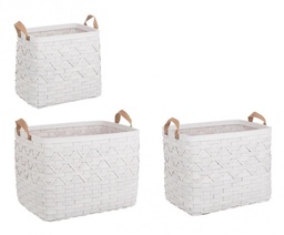 [S-B0411281] Set3 Cesta 2M Lisette Rett Bianco in Legno d'Abete