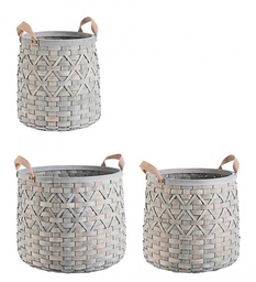 [S-B0411266] Set3 Cesta 2M Lisette To Grigio in Legno d'Abete