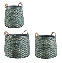 [S-B0411265] Set3 Cesta 2M Lisette To Verde in Legno d'Abete