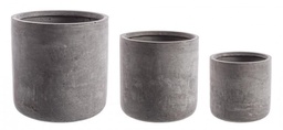 [S-B0790559] Set3 Vaso Cemento Cilindrico Grigio
