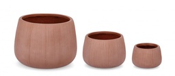 [S-B0790663] Set3 P.Vaso Ribbed Bomb Terracotta Alto