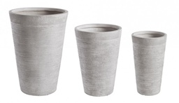 [S-B0790578] Set3 Vaso Graffiti To Bianco Alto - Fibra Di Vetro E Argilla Colorata - Foro E Tappo Sul Fondo - Da Esterno - Ø30a - 50.5h/ Ø40a - 56.5h/ Ø49.5a - 69.5h