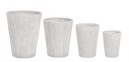 [S-B0790665] Set4 Vaso Ribbed Svasato Bianco