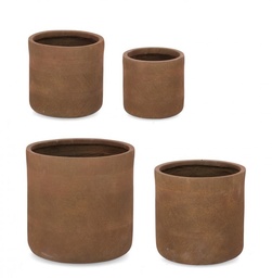 [S-B0790678] Set4 P.Vaso Rigo Cil Rusty - Vaso da esterno in fibra di argilla