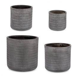 [S-B0790644] Set4 Vaso Tressage Cilindrico Antracite