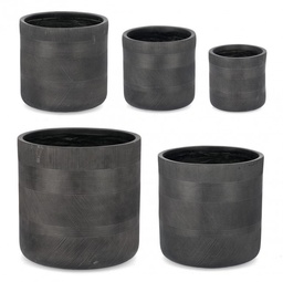 [S-B0790675] Vaso Cilindrico Antracite Set5 con Fondo Tappato