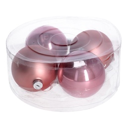 [S-V6178680000] Confezione da 4pz di sfere di vetro rosa Ø10cm