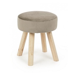 [S-B0748160] Sgabello Adeline in legno effetto velluto tortora