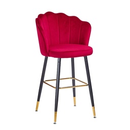 [S-FZ99748] Sgabello Estro in Velluto Rosso con Terminali Dorati  50x55x110 cm