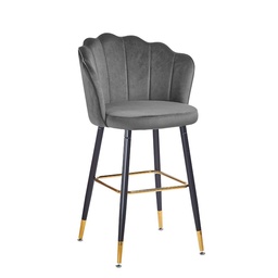 [S-FZ99746] Sgabello Estro in velluto grigio con terminali dorati  50x55x110 cm