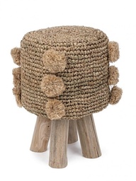 [S-B0680555] Sgabello Florinda G03 H45 in Teak Naturale con Seduta in Fibra Naturale