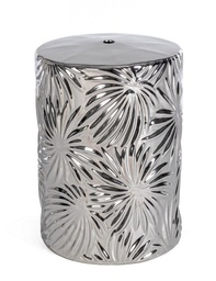 [S-B0740039] Sgabello Sfinge Leaf Argento - Ceramica, Verniciatura Elettrolitica - Adatto per Uso Interno ed Esterno - Ø33a x 46h