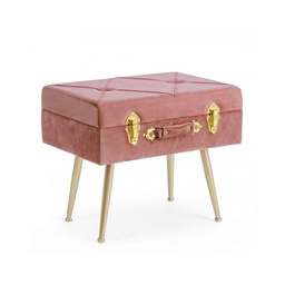 [S-B0720324] Sgabello con Contenitore in Velluto Rosa Antico Polina 50x34x42 cm