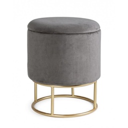 [S-B0720333] Sgabello con struttura metallo oro contenitore grigio