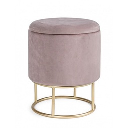 [S-B0720332] Sgabello con struttura metallo oro contenitore rosa cm 45 h