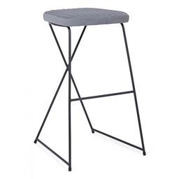 [S-B0710626] Sgabello da Bar in Acciaio e Velluto Grigio Kinsley 40x46 h76 cm