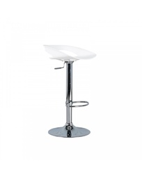 [S-OM/176/B] Sgabello in polipropilene bianco con struttura in metallo grigio, 40x40x69/91cm