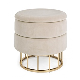 [S-B0720387] Sgabello struttura metallo dorato velluto beige cm 42 h