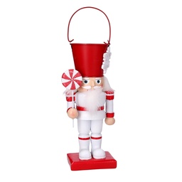[S-V6150710000] Soldatino in resina con cappello a secchio bianco 10,5x8x24 cm