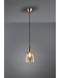 [S-TRIOR30741004] Sospensione 1xE27 Vita Ottone E Vetro Ambra Ø14 cm Trio Lighting